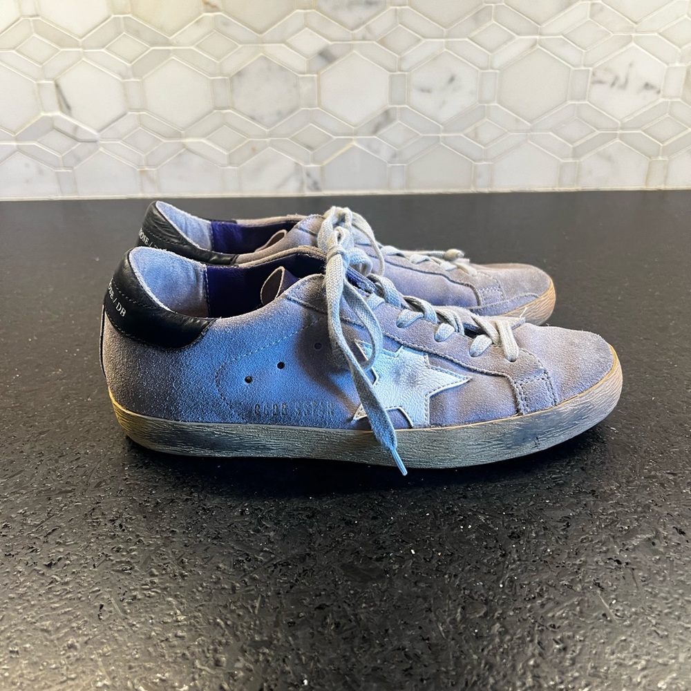 Golden Goose Gray Suede Superstar Sneakers with White Star
